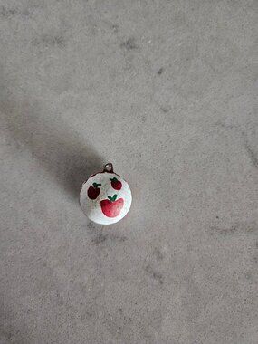 VINTAGE AND HANDMADE HALF-DOME WHITE PENDANT WITH THREE STRAWBERRIES